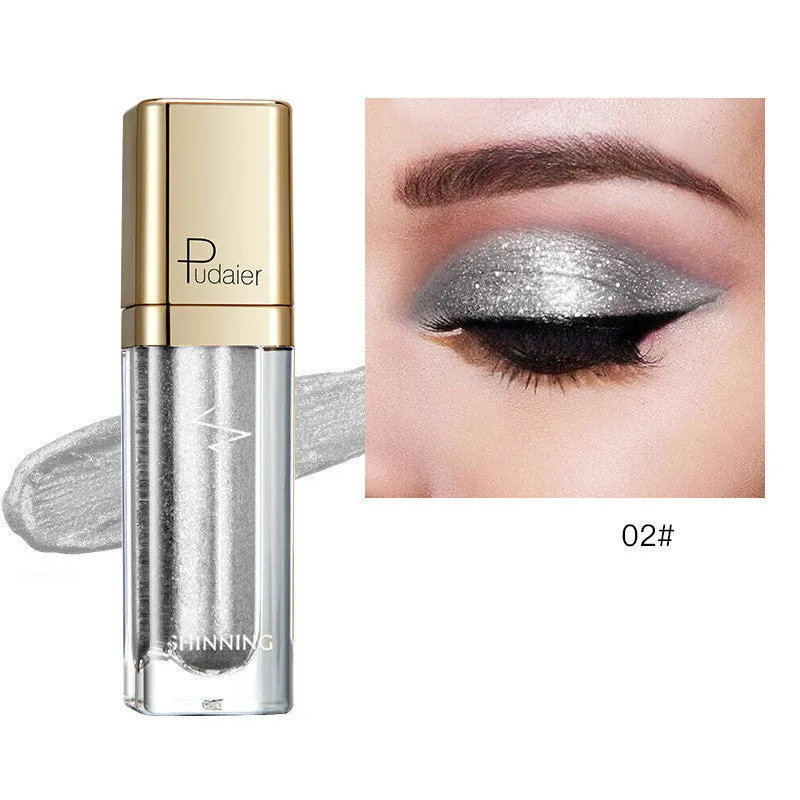 Shinning Star 18-colour glitter eyeshadow palette with shades from Beige to Water Wave Silver on a white background