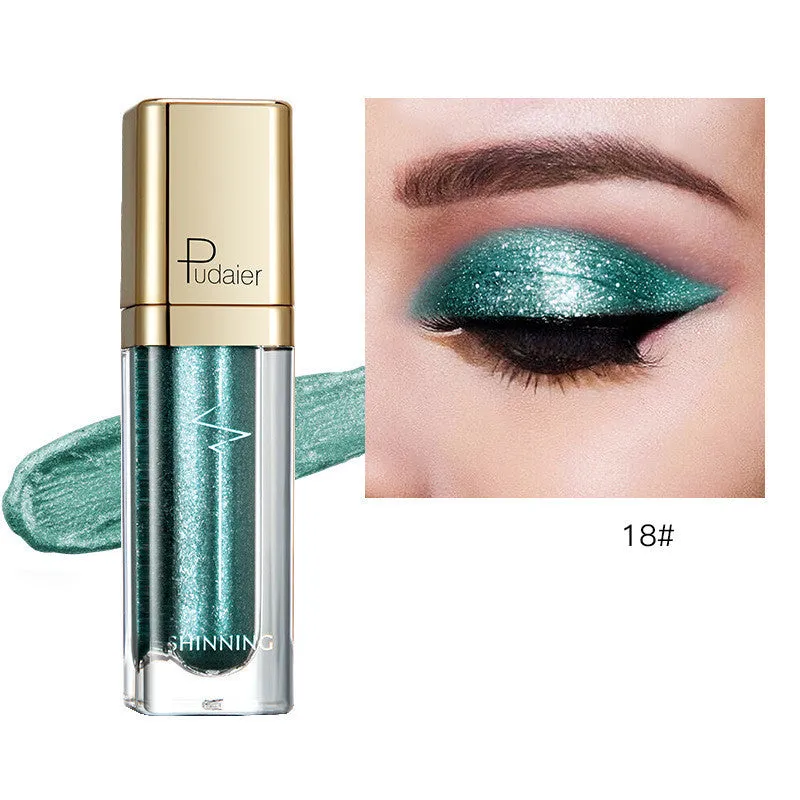 Shinning Star 18-colour glitter eyeshadow palette with shades from Beige to Water Wave Silver on a white background
