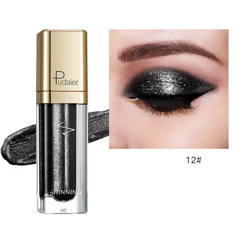 Shinning Star 18-colour glitter eyeshadow palette with shades from Beige to Water Wave Silver on a white background