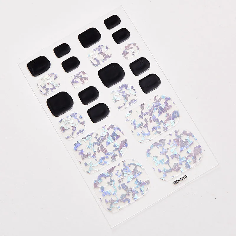 Waterproof nail stickers pack with 22 small stickers and 14 tips in colour GD001