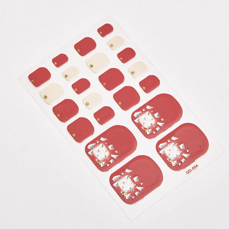 Waterproof nail stickers pack with 22 small stickers and 14 tips in colour GD001