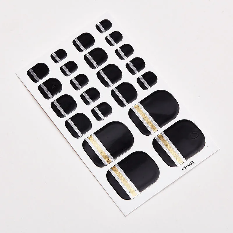 Waterproof nail stickers pack with 22 small stickers and 14 tips in colour GD001