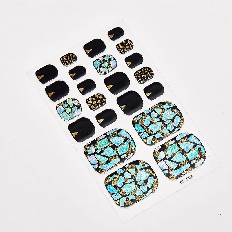 Waterproof nail stickers pack with 22 small stickers and 14 tips in colour GD001