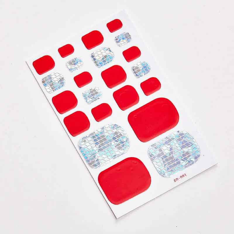 Waterproof nail stickers pack with 22 small stickers and 14 tips in colour GD001