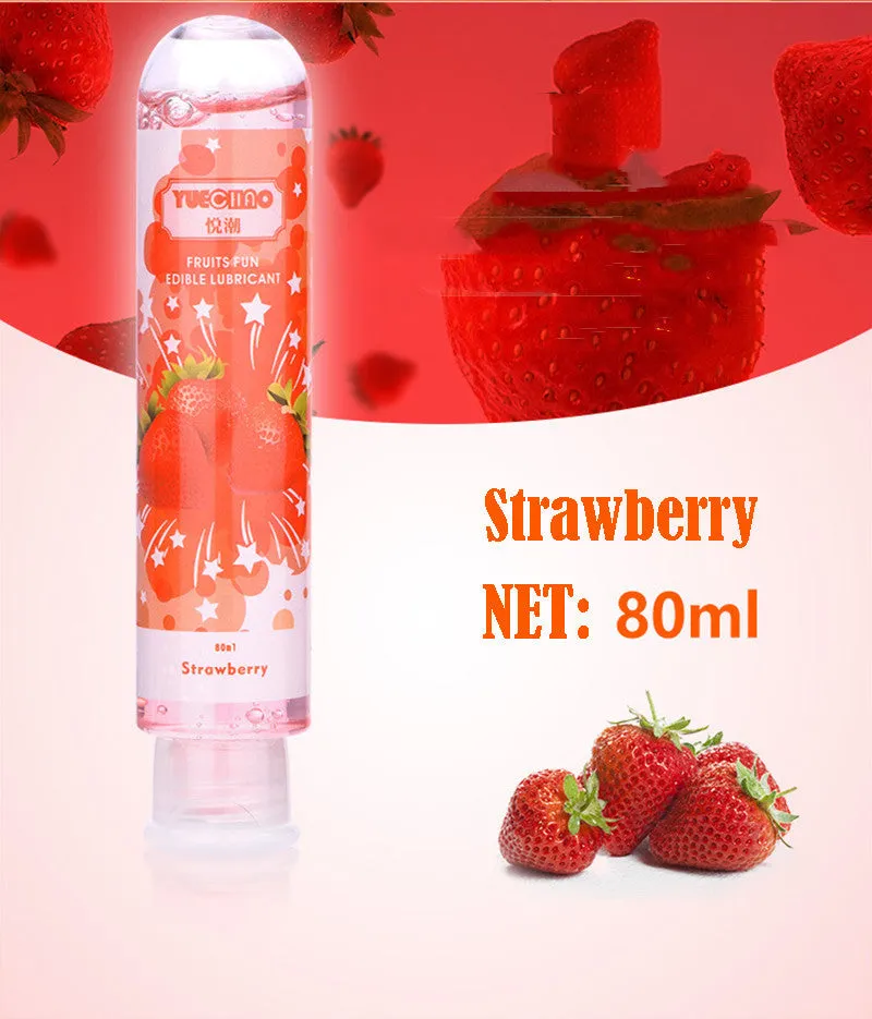Water soluble fruit flavored human lubricant in 80ml transparent bottle with apple scent