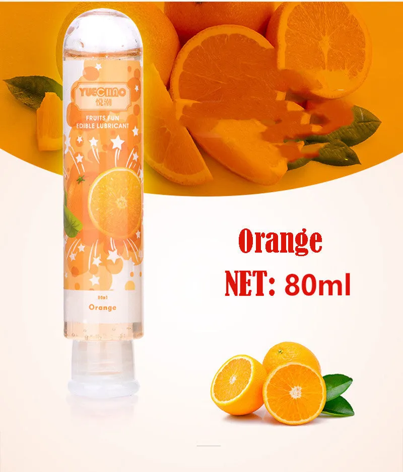 Water soluble fruit flavored human lubricant in 80ml transparent bottle with apple scent