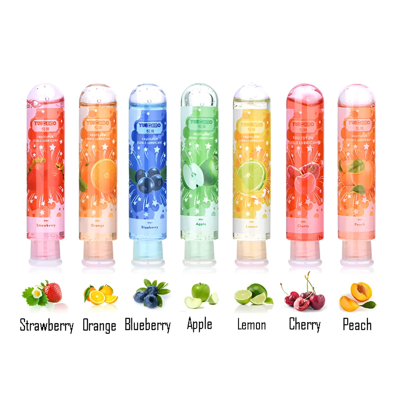 Water soluble fruit flavored human lubricant in 80ml transparent bottle with apple scent