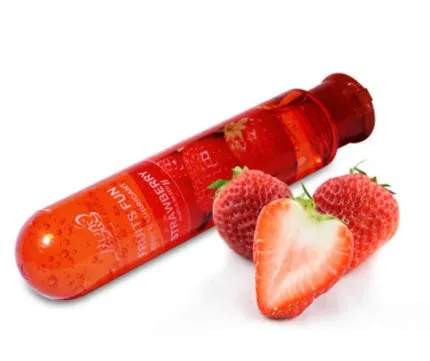 Water soluble fruit flavored human lubricant in 80ml transparent bottle with apple scent