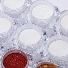 Mirror nail pigment powder container with metal plating texture finish, 2ml net content, available in multiple colours