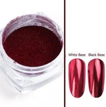 Mirror nail pigment powder container with metal plating texture finish, 2ml net content, available in multiple colours