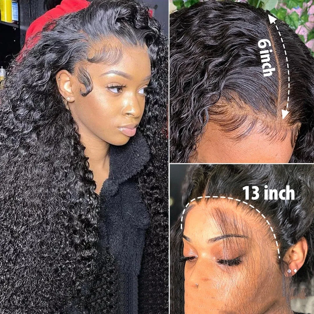 Jerry curly human hair lace front wig half lace construction