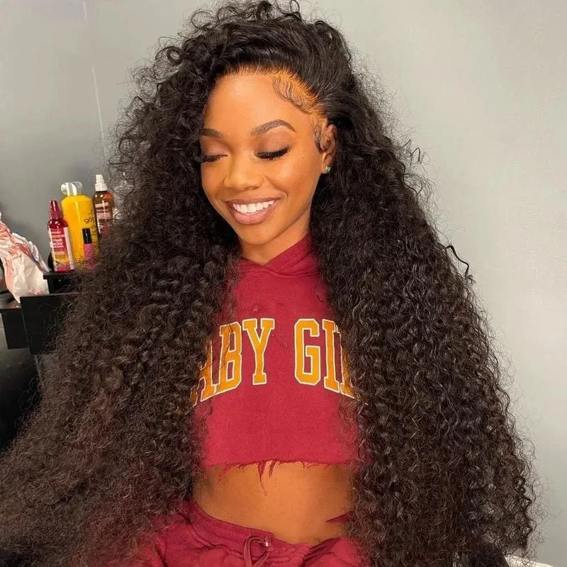 Jerry curly human hair lace front wig half lace construction