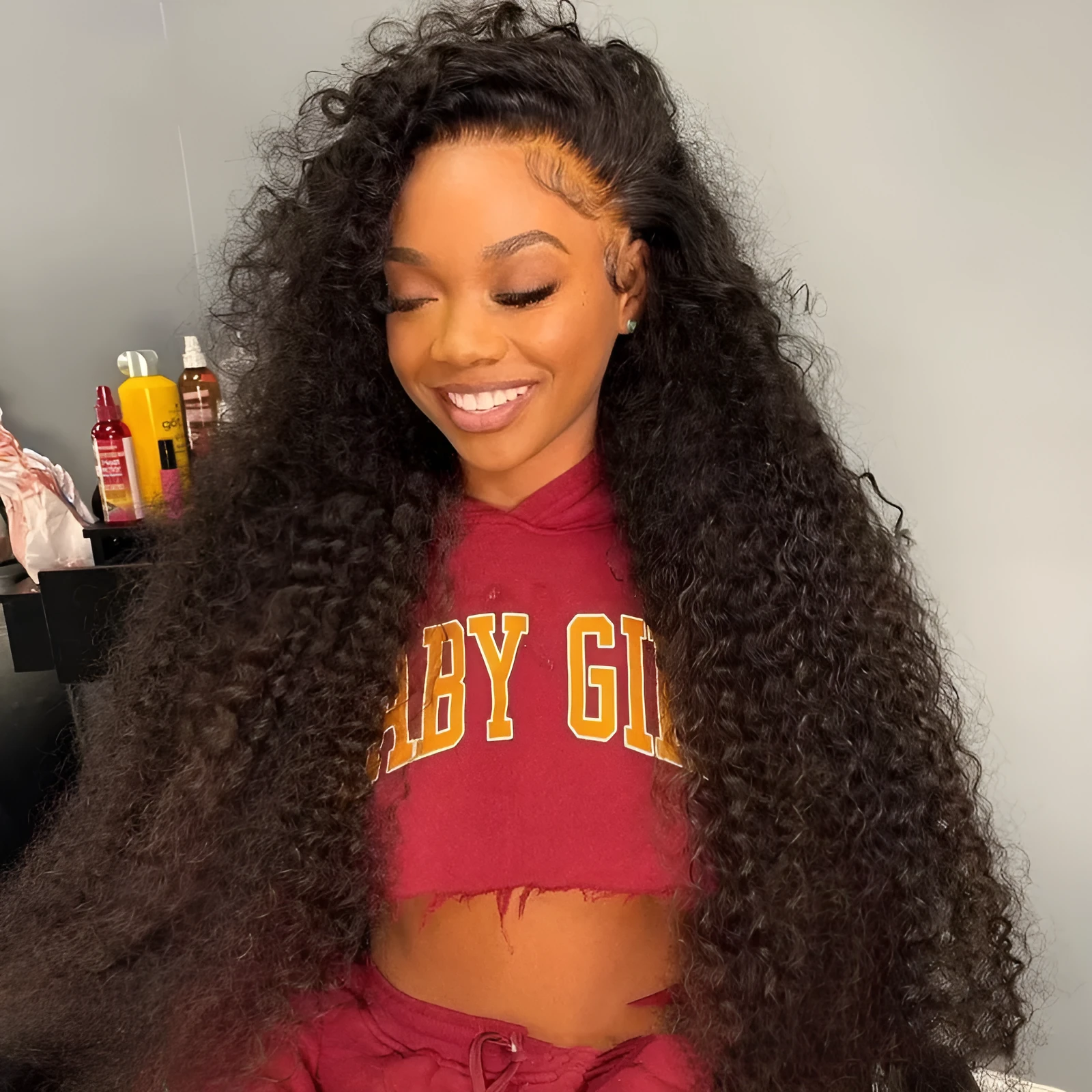 Jerry curly human hair lace front wig half lace construction