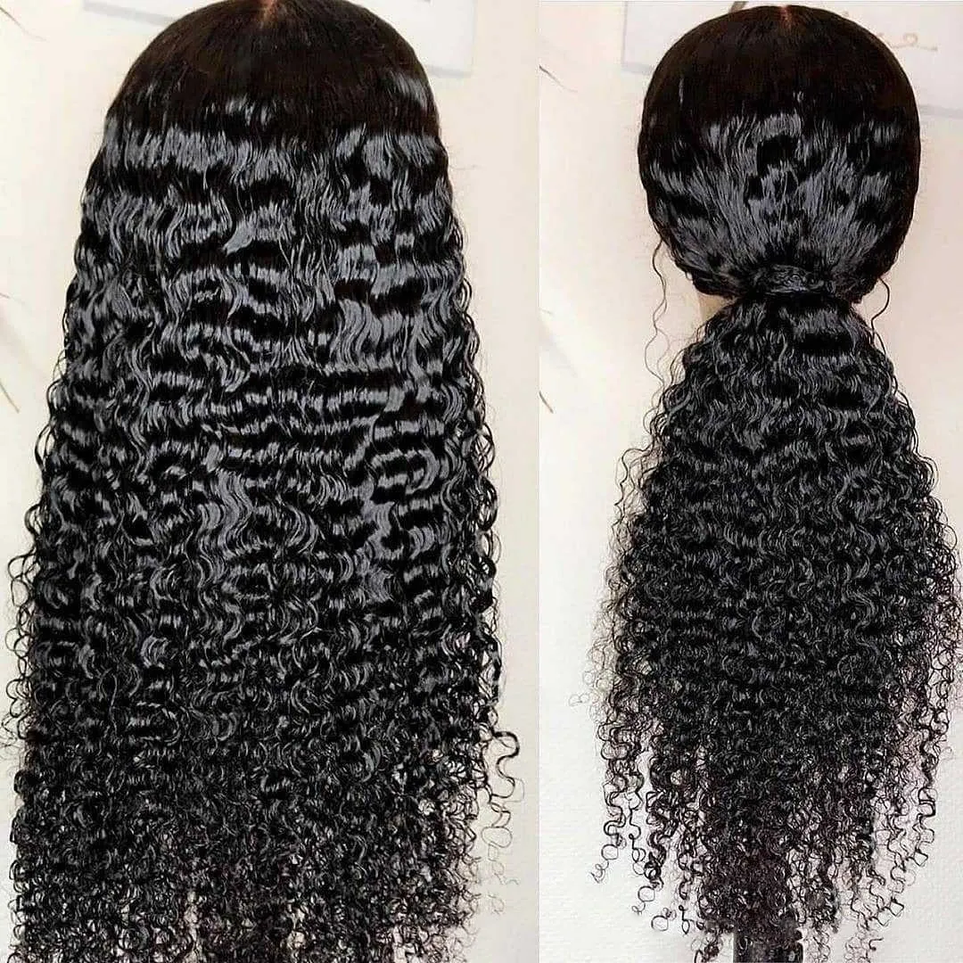Jerry curly human hair lace front wig half lace construction