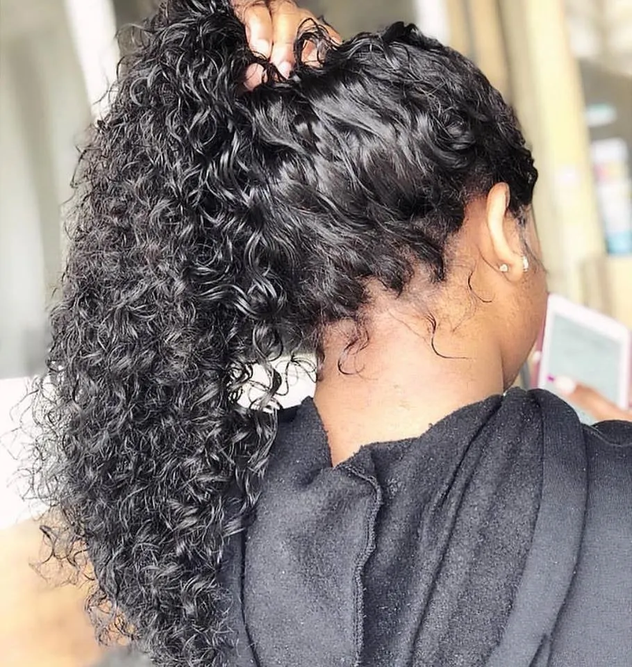 Jerry curly human hair lace front wig half lace construction