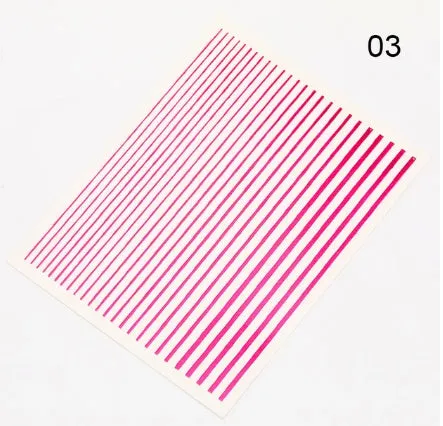 Nail art fluorescent line adhesive sticker sheet 8.5x13cm with multiple line decals in black and gold