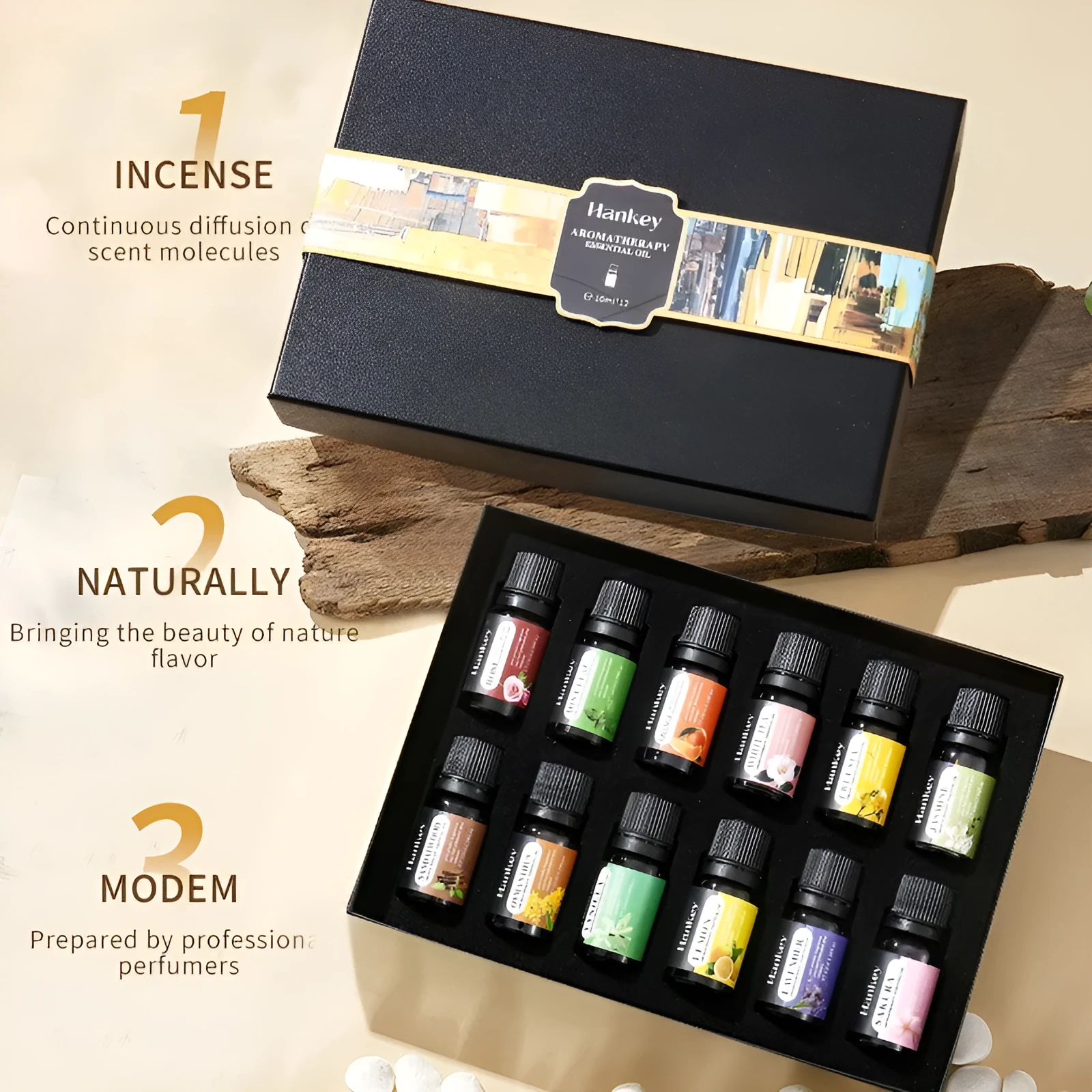 Water-soluble aromatherapy essential oil set in combination box packaging