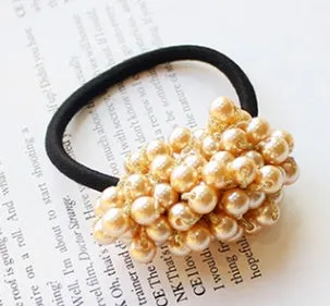 Beaded cloth hair rope in black colour variant for decorative hairstyling