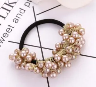 Beaded cloth hair rope in black colour variant for decorative hairstyling