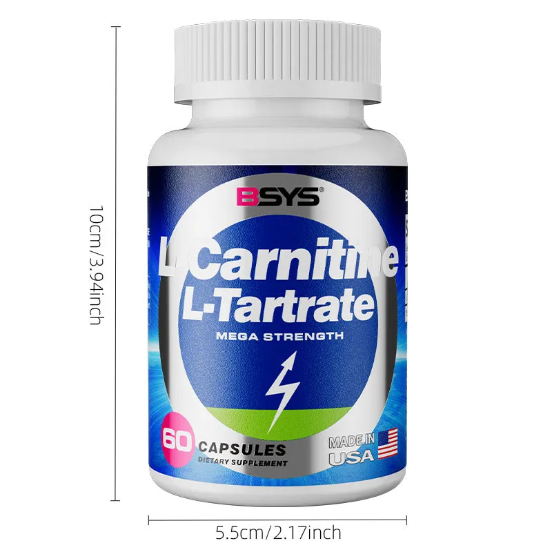BSYS L-Carnitine L-Tartrate 60 capsules bottle dietary supplement for energy metabolism and exercise recovery