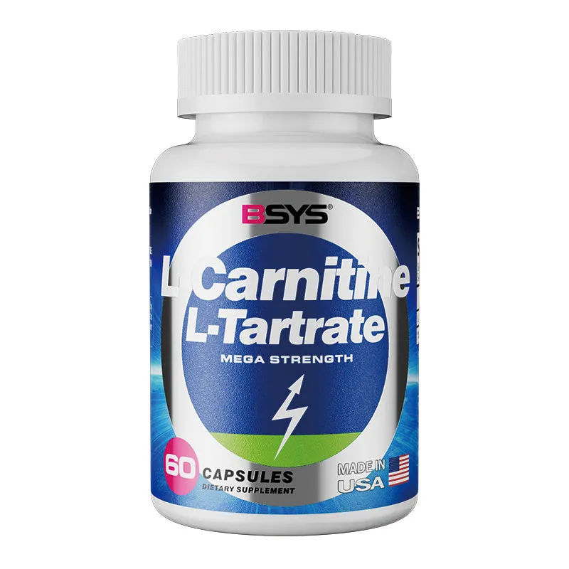 BSYS L-Carnitine L-Tartrate 60 capsules bottle dietary supplement for energy metabolism and exercise recovery