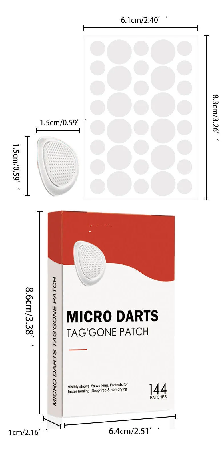 Box of 144 acne patches with tea tree oil and calendula oil for spot treatment