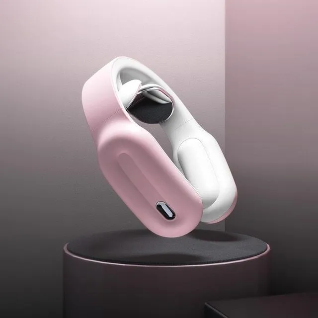 Cervical spine massager in glutinous rice white with wireless remote control and USB cable