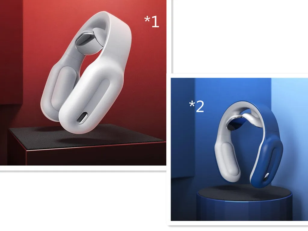 Cervical spine massager in glutinous rice white with wireless remote control and USB cable