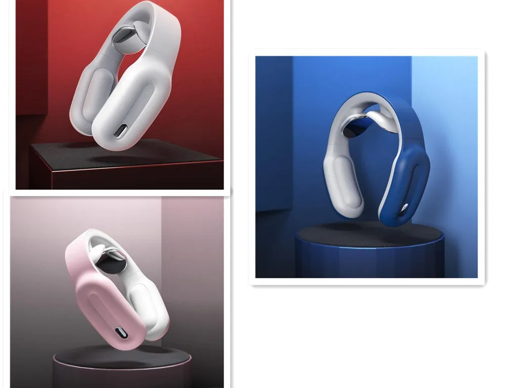 Cervical spine massager in glutinous rice white with wireless remote control and USB cable