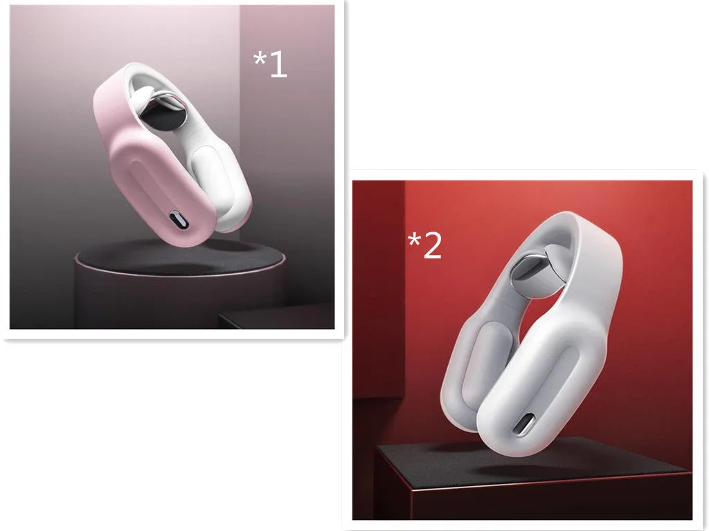 Cervical spine massager in glutinous rice white with wireless remote control and USB cable