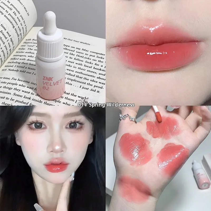 Mirror Lip Lacquer tube in moisturising formula with non-stick cup finish showing four colour options
