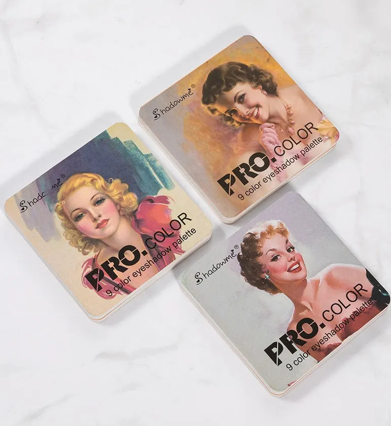 Matte makeup eyeshadow palette in style B with 9 colours, closed compact case showing EVA packaging