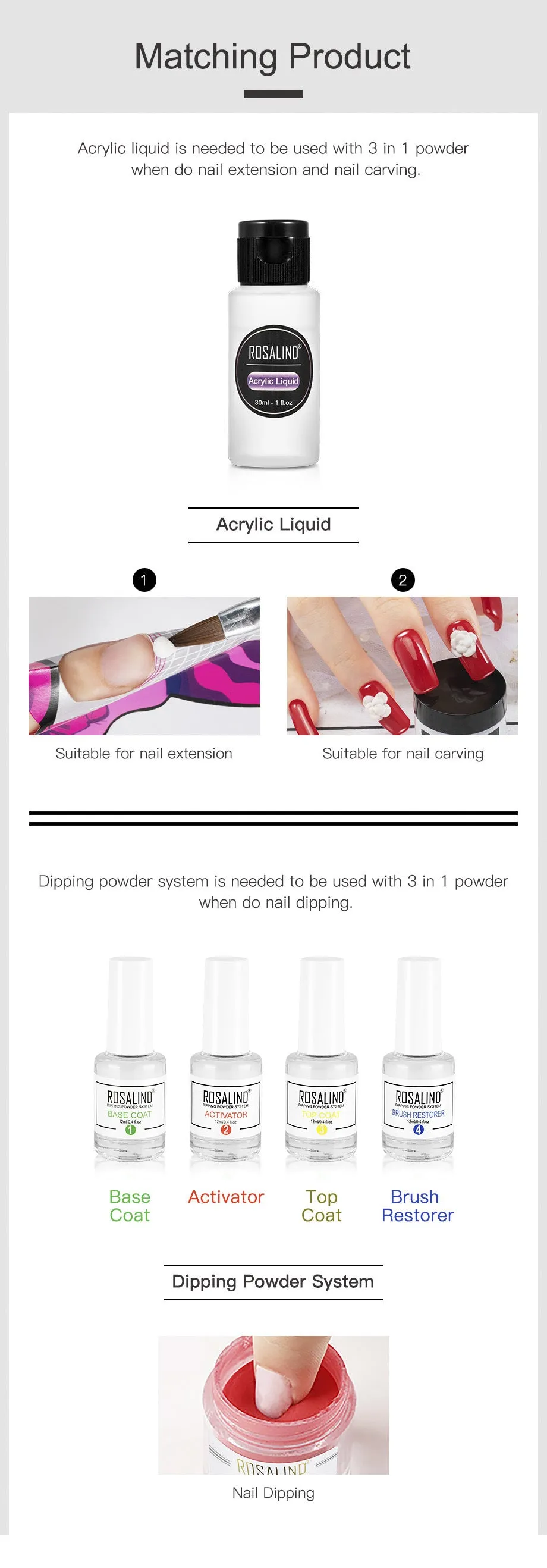 3 in 1 dipping powder nail kit with six colours in compact 88x32x123mm case