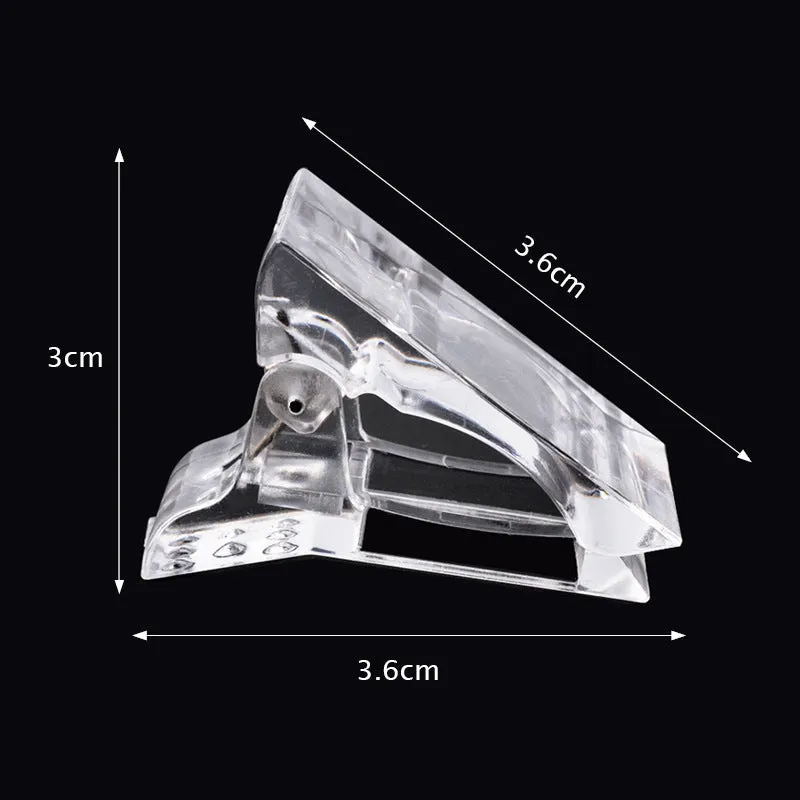 Set of 10 transparent white PET plastic nail extension clips for poly gel building