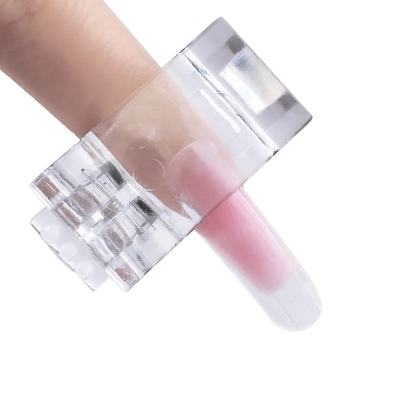 Set of 10 transparent white PET plastic nail extension clips for poly gel building