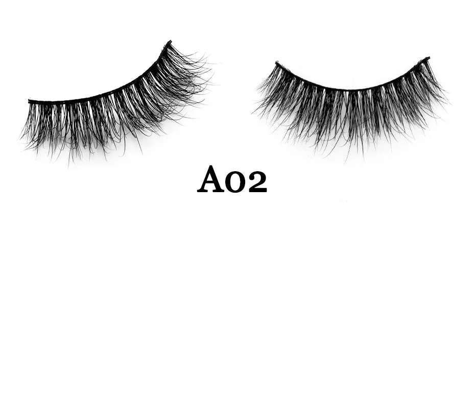 Handmade 3D mink full strip false eyelashes in style A01 against a white background