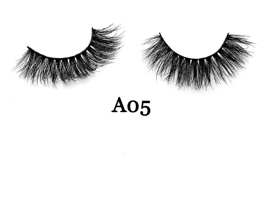 Handmade 3D mink full strip false eyelashes in style A01 against a white background