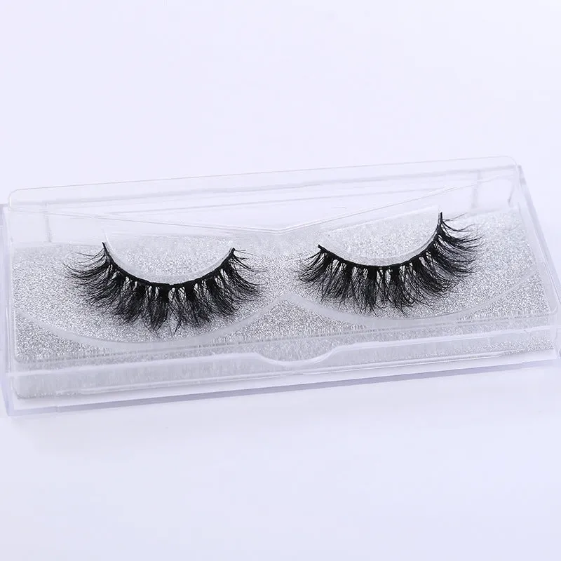 Handmade 3D mink full strip false eyelashes in style A01 against a white background