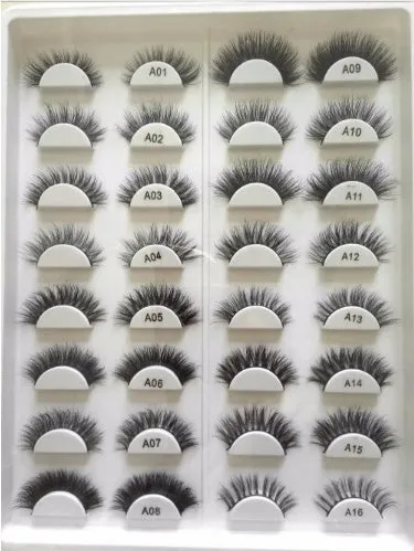 Handmade 3D mink full strip false eyelashes in style A01 against a white background