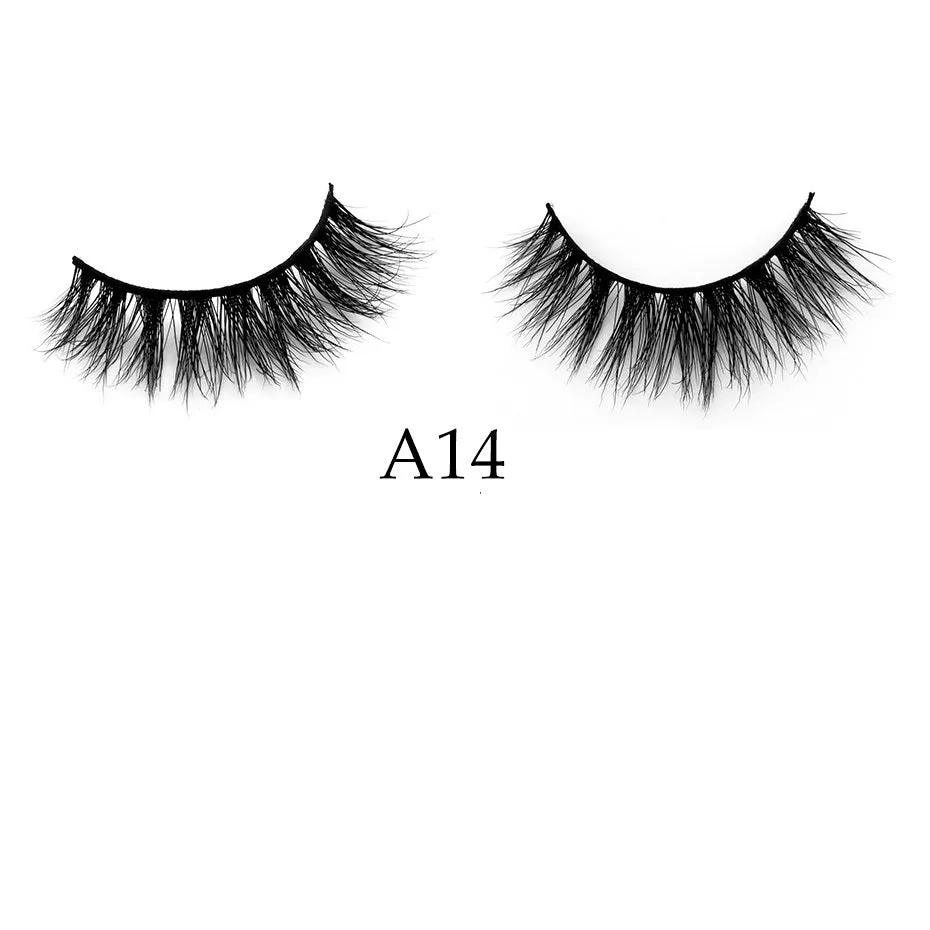 Handmade 3D mink full strip false eyelashes in style A01 against a white background