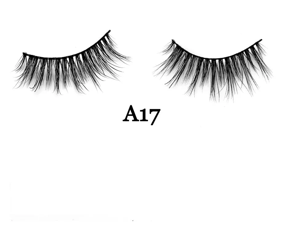 Handmade 3D mink full strip false eyelashes in style A01 against a white background