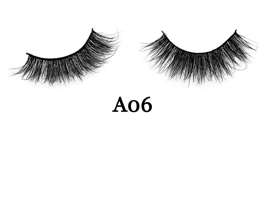 Handmade 3D mink full strip false eyelashes in style A01 against a white background