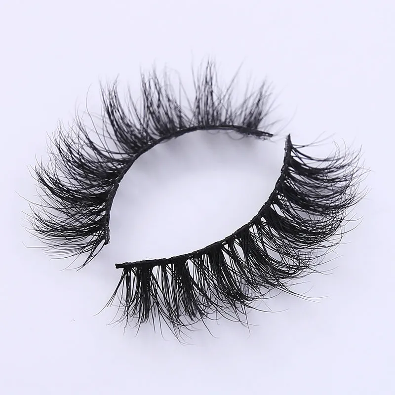 Handmade 3D mink full strip false eyelashes in style A01 against a white background