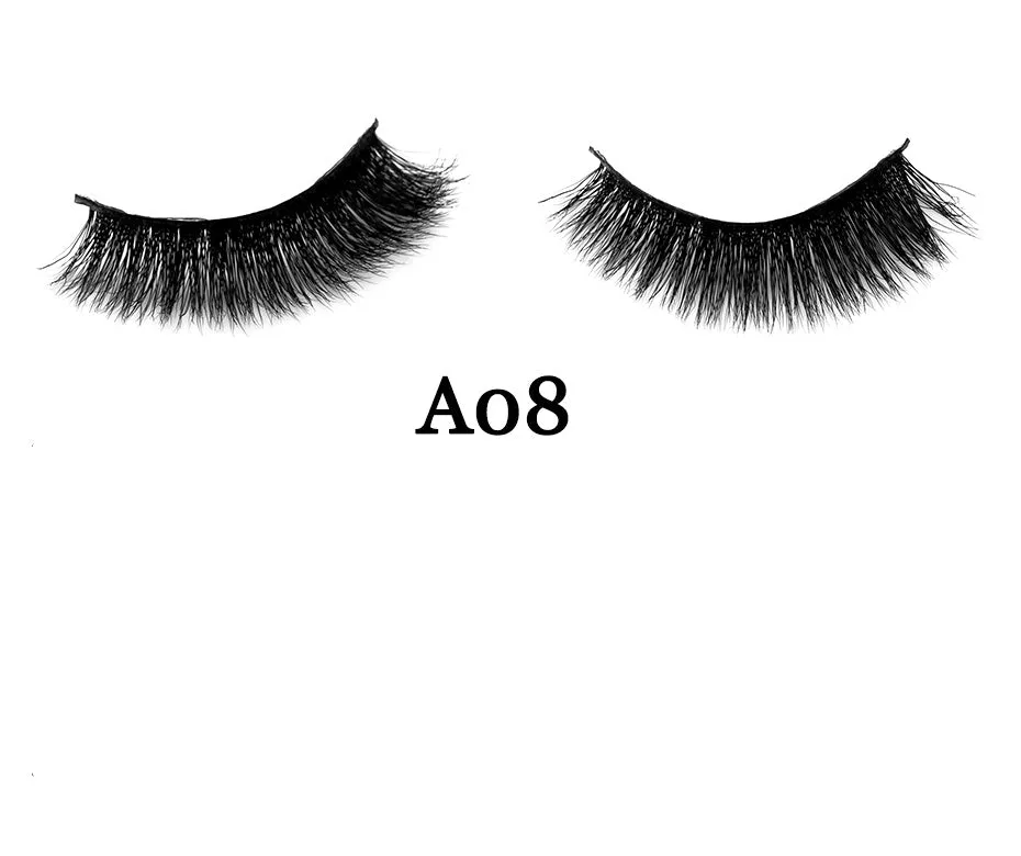Handmade 3D mink full strip false eyelashes in style A01 against a white background