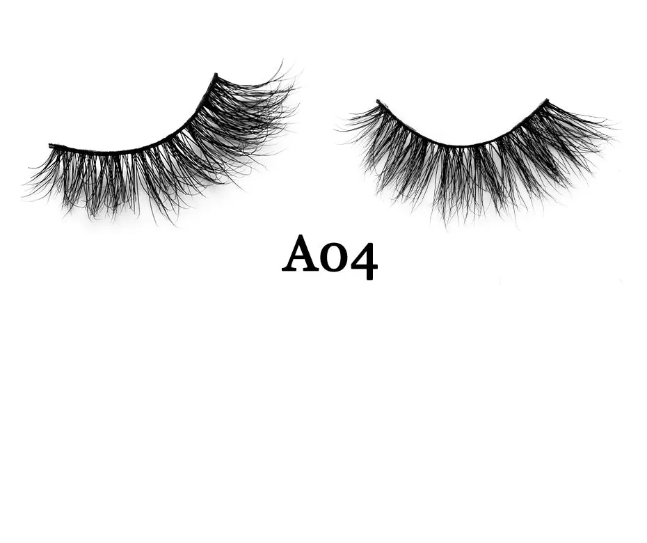 Handmade 3D mink full strip false eyelashes in style A01 against a white background