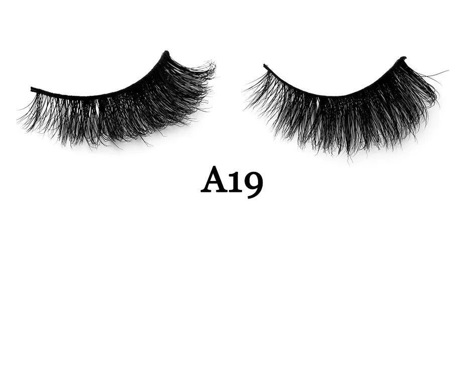 Handmade 3D mink full strip false eyelashes in style A01 against a white background