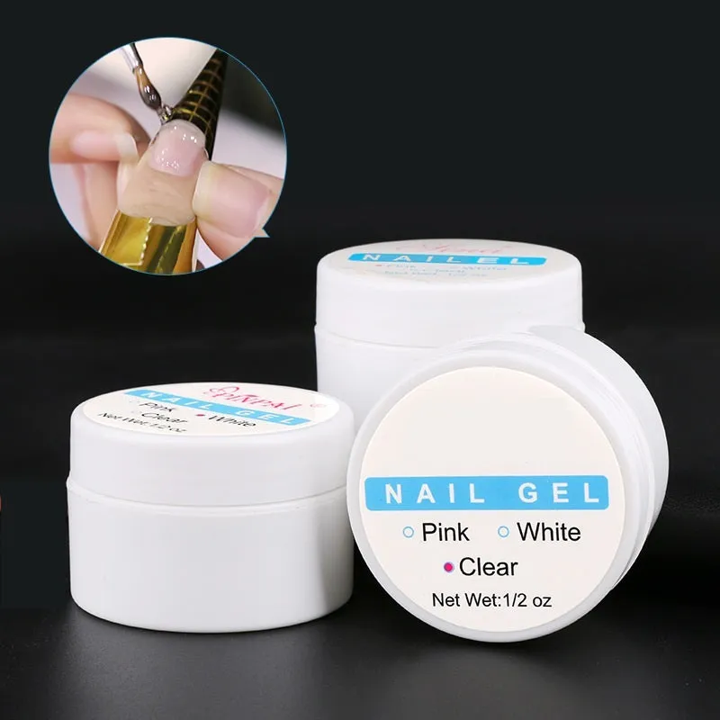 15ml phototherapy gel in pink, transparent, and white shades for nail extension