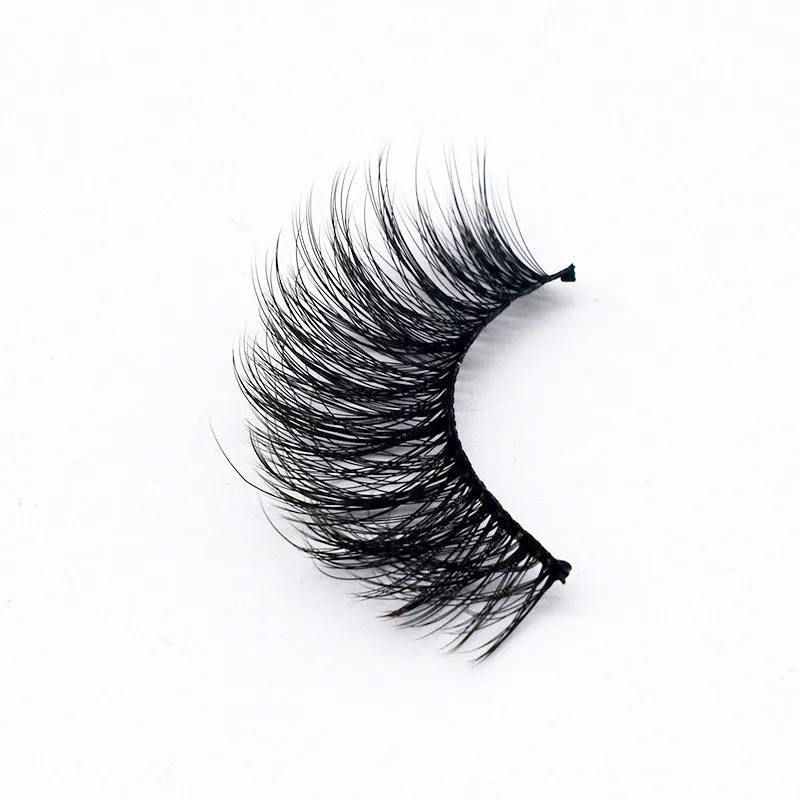 Handmade thick long natural false eyelashes in 3D fiber construction, pack of 5 pairs