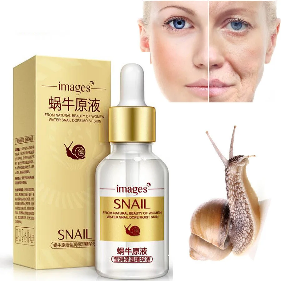 Snail moisturising nourishing serum 15ml facial treatment in white bottle