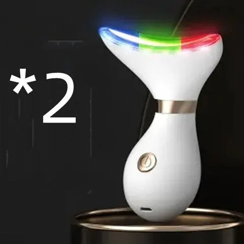 Portable USB rechargeable beauty instrument with white casing and metal light head for neck wrinkle removal